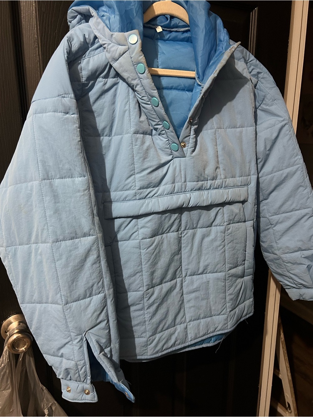 Light Blue Pullover Jacket with Hood
